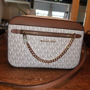 Michael Kors Brown and Cream Crossbody Bag NWOT